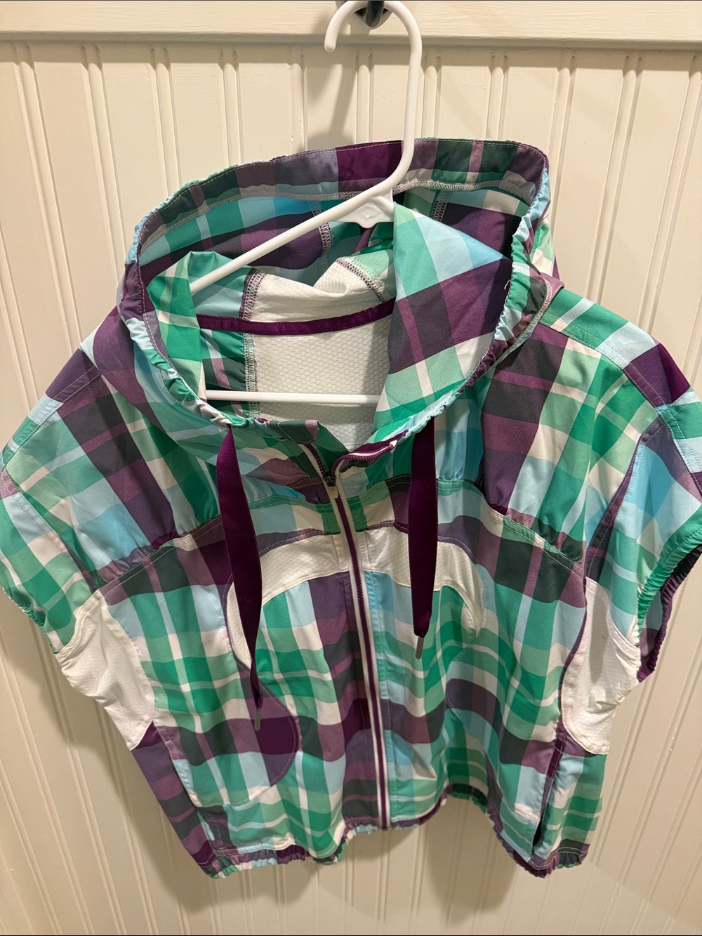lululemon athletica Womens Plaid Hooded Jacket - Purple & Teal